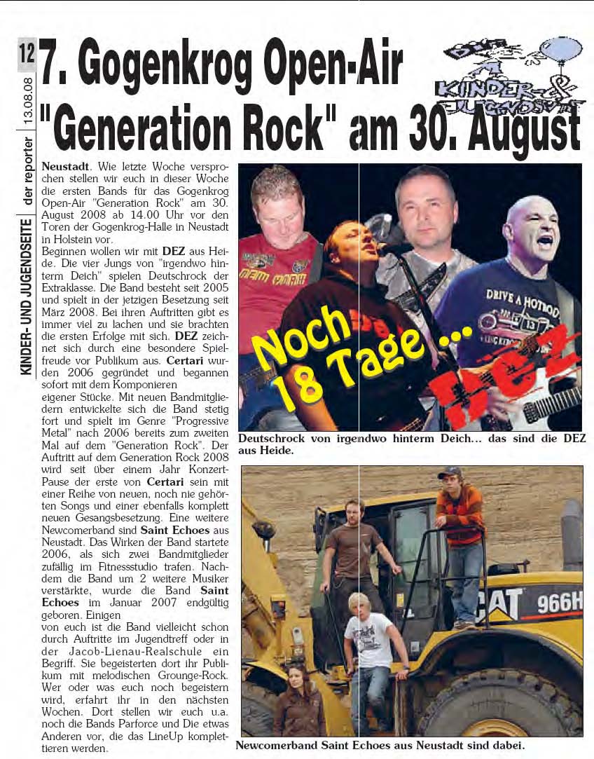 7. Gogenkrog Open-Air "Generation Rock" am 30. August