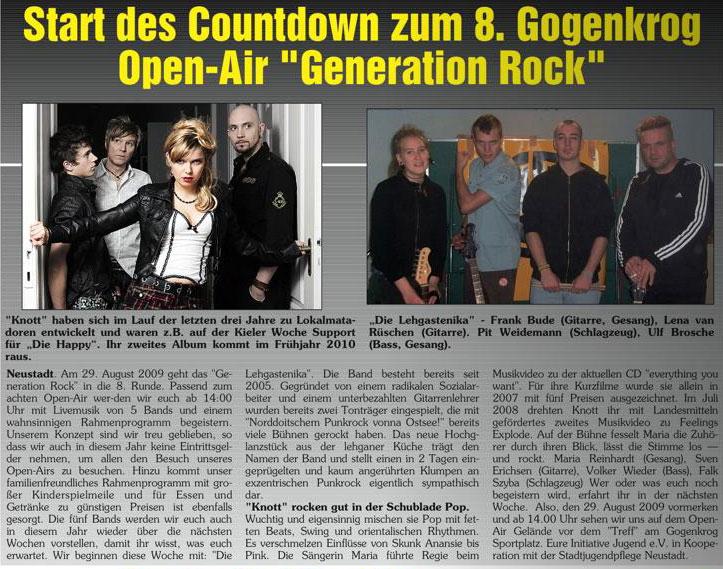 Start des Countdown zum 8.Gogenkrog Open-Air "Generation-Rock"