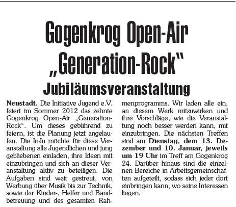 Gogenkrog Open-Air "Generation-Rock" Jubiläumsveranstaltung