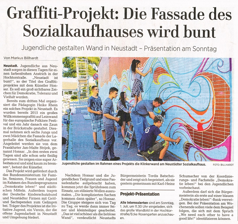 Graffiti-Projekt: Die Fassade des Sozialkaufhauses wird bunt